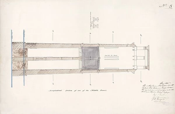 Britannia Bridge. Longitudinal Section of One of the Middle Towers