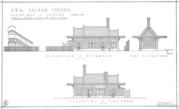 Culham Station Elevations to Approach and Platform Roof [1935]