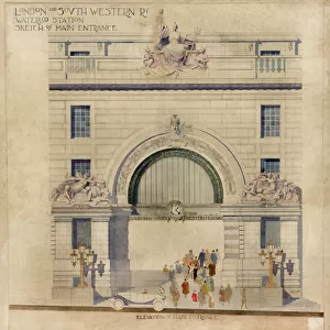 Waterloo. London & South Western Railway. Victory Arch Elevation of Main Entrance