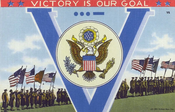 V for Victory. US World War Two propaganda postcard