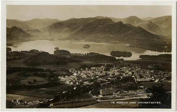 View of Keswick and Derwentwater, Lake District, Cumbria
