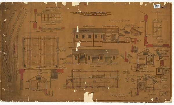 Aldershot Improvements Goods Shed for S. E. RY - Elevations, Cross sections and Plan [c. 1890]