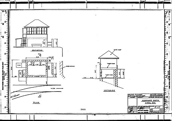 Aldershot South Signal Box - Plan, Section and Elevation [1961]
