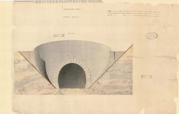 Bristol and Gloucester Railway, Wickwar Tunnel - Drawing No. 3 - Elevation of tunnel portal [1841]
