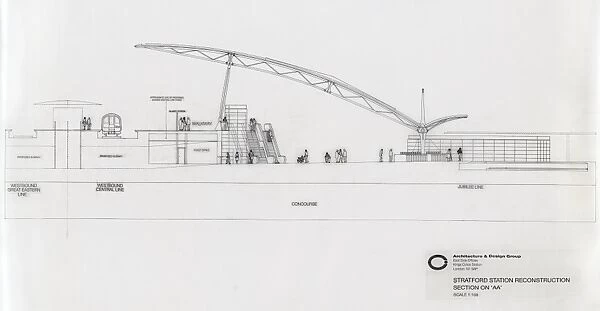 British Railways  /  Architecture & Design Group. Stratford Station Reconstruction Section on a