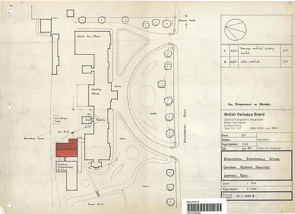 British Railways Board Darlington Stooperdale Offices - Canteen Messign Facilities Location Plan [1971]