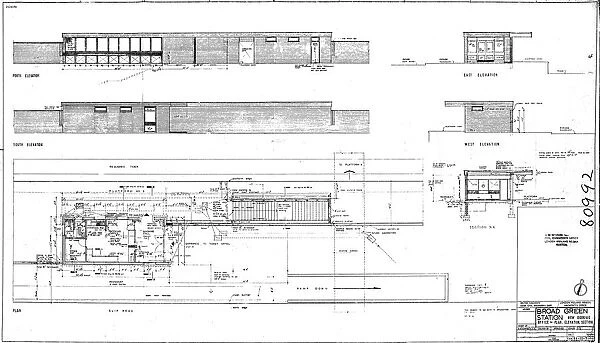Broad Green Station - New Booking Office Plan, Elevations and Sections [c1974]