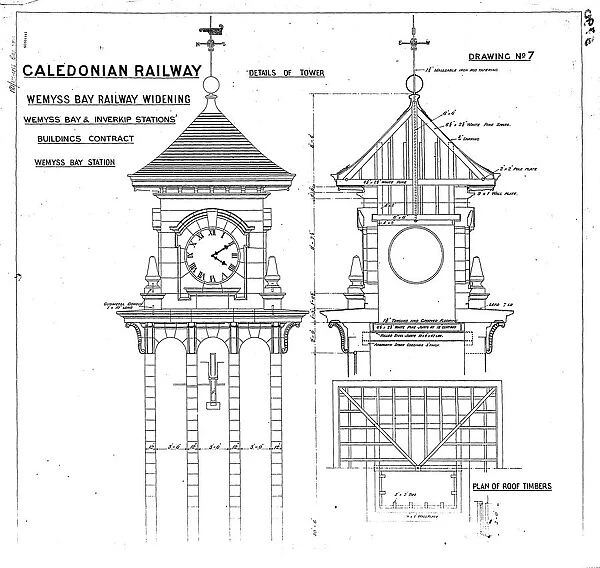 Calendonian Railway Wemyss Bay Railway Widening - Wemyss Bay Station Details of Tower [N. D]
