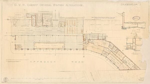 Cardiff Central Station. Great Western Railway. Cardiff Central Station Alterations Drawing No. 2. 2 May 1933