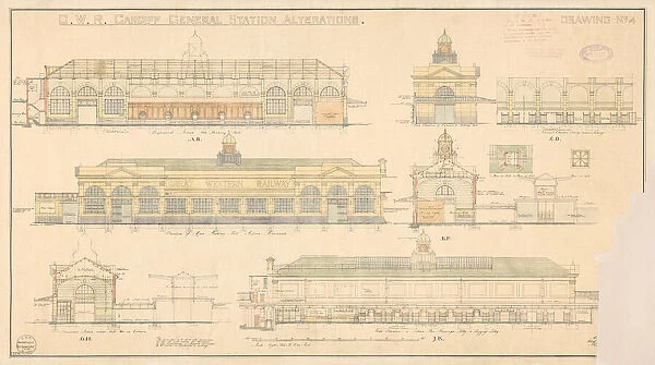 Cardiff Central Station. Great Western Railway. Cardiff Central Station Alterations Drawing No. 4. 2 May 1933