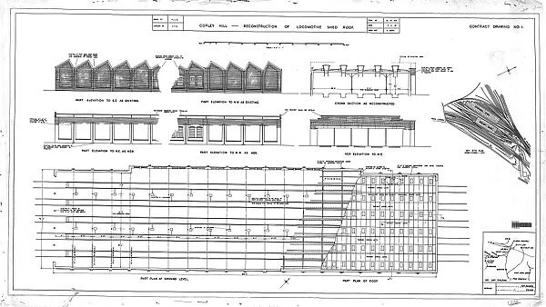 Copley Hill Reconstruction Of Locomotive Shed Roof - Elevations [1947]