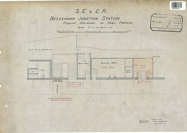 D. E & C. R Beckenham Junction Station - Proposed Alterations on Down Platform [1903]