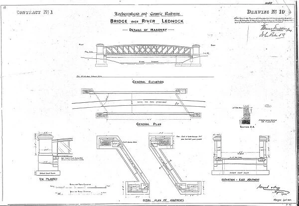 Drawing 10 Lochearnhead and Comrie Railway Bridge over River Lednock Details of masonry