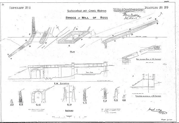 Drawing 20 Lochearnhead and Comrie Railway Bridge at Mill of Ross