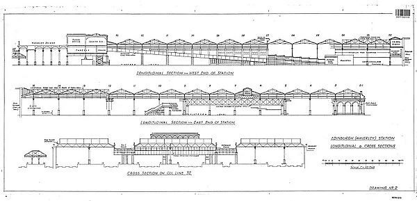 Edinburgh Waverley Station - Longitudinal and cross sections [N. D]