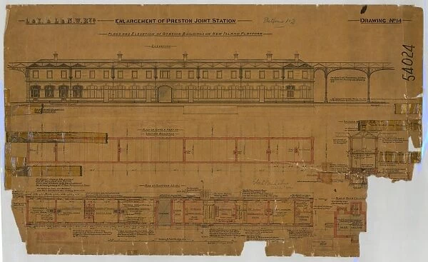 Enlargement of Preston Station- plans and elevations of station buildings on new island platforms
