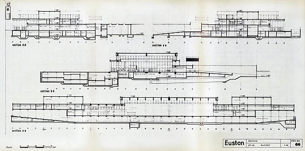 Euston Station. British Railways. Sections. c1964