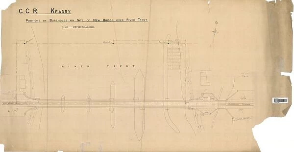 G. C. R Keadby - Position of Boreholes on Site of New Bridge over River Trent [c1912-1916]