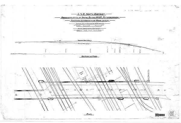 G. N. R North District - Reconstruction of Spital Bridge No. 187 Peterborough- Proposed Alterations of Road Levels [1921]