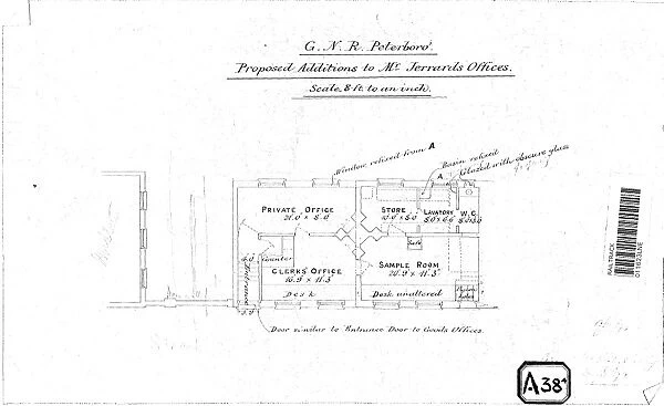 G. N. R Peterborough - Proposed Additions to Mr Jerrards Offices [c1892]