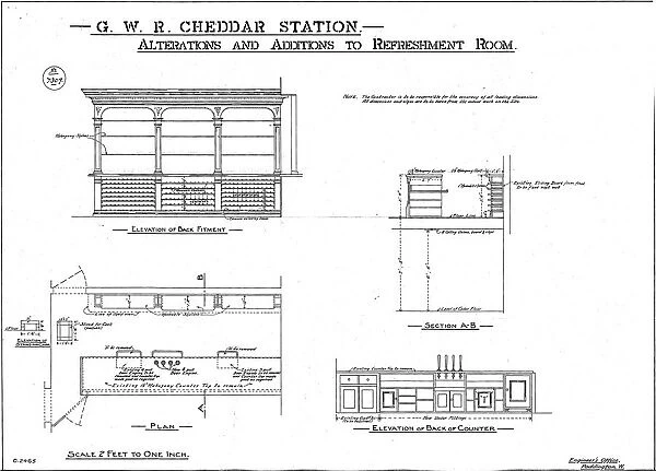 G. W. R Cheddar Station Alterations and Additions to Refreshment Room [N. D]
