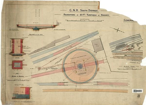 GNR South District Foundations For 65Ft Turntable at Hornsey - General Plan [1929]