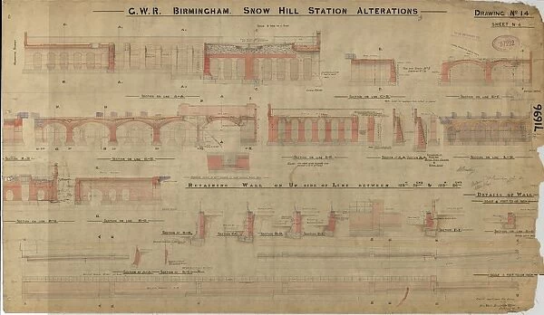 GWR Birmingham Snow Hill - station alterations dwg no. 14 (1918?)