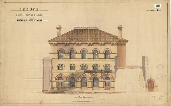 L. B. & S. C. R. South London Line, Battersea Park Station, Drawing No. 4 - Front Elevation [1866]