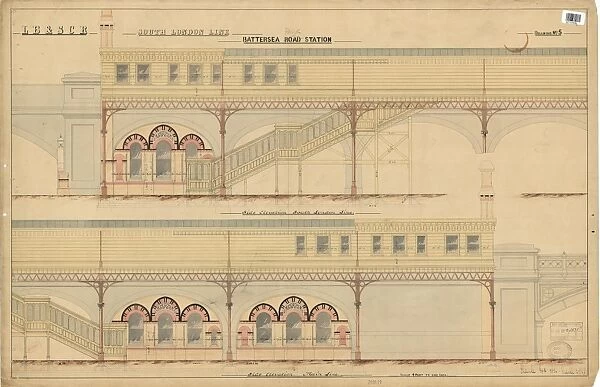 L. B. & S. C. R. South London Line, Battersea Park Station, Drawing No. 5 - Side Elevation [1866]