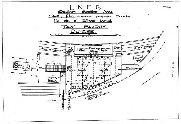 L. N. E. R Southern Scottish Area Tay Bridge Dundee - Sketch Plan Showing Proposed Booking Hall at Street Level [N. D]
