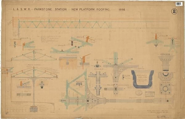 L & S. W. R Parkstone Station - New Platform Roofing [1898]