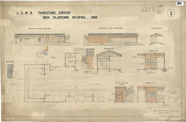 L. S. W. R Parkstone Station - New Platform Roofing [1898]