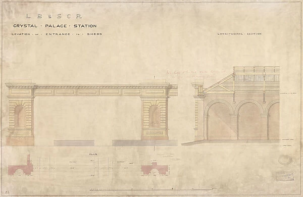 LB & SCR Crystal Palace Station Elevation of Entrance to Sheds [c1853]