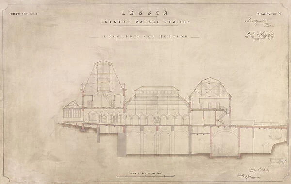 LB & SCR Crystal Palace Station Longitudinal Section [1875]