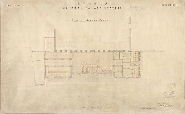 LB & SCR Crystal Palace Station Plan of Ground Floor [1875]