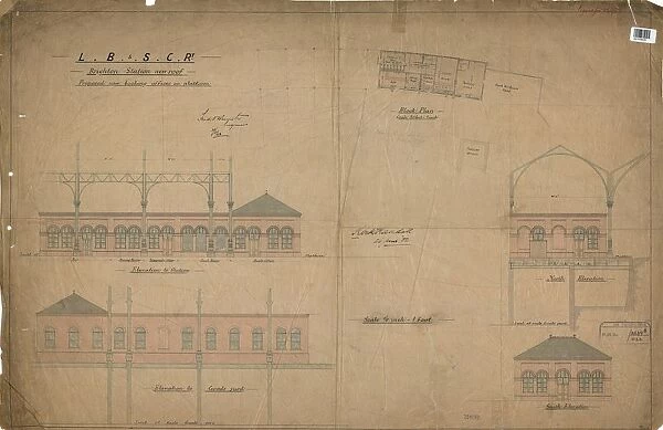 LBSCR Brighton Station New Roof - Proposed New Booking Offices on Platform [1882]