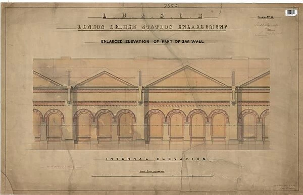 LB&SCR London Bridge Station Enlargement - Enlarged Elevations of Part of Wall, External Elevation (01  /  1865)