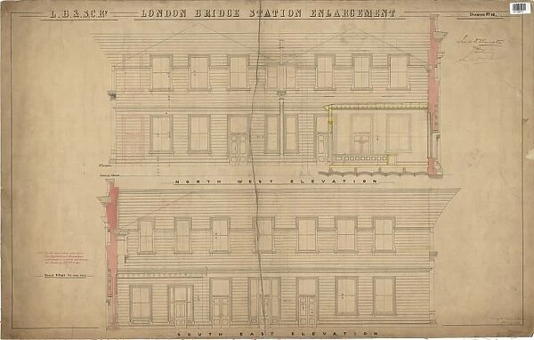 LB&SCR London Bridge Station Enlargement - North West Elevation, South East Elevation (21  /  12  /  1864)