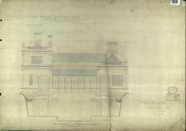 Lbscr North Dulwich Back Elevation and Section of Covered Sheds on Platforms Etc [1867]