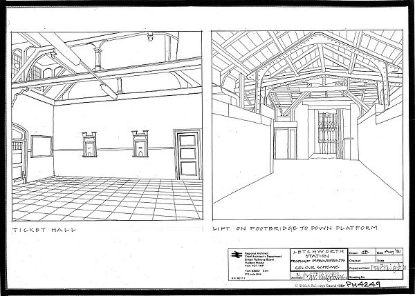 Letchworth Station Proposed improvements including Ticket Hall and Lift on footbridge to down platform. [August 1986]
