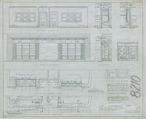 LMS Longbridge GWR New Goods Offices - details of front (02  /  1940)