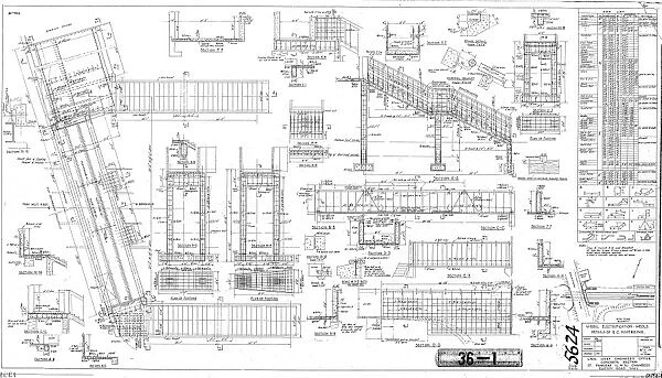 LMS Wirral Electrification - Meols. Details of Station Footbridge [1937]