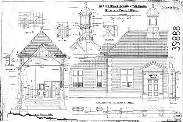 LNE Railway Great Central Section - Booking Hall and Parcels Office Block - Details of Parcels Office - Aylesbury Station [1925]