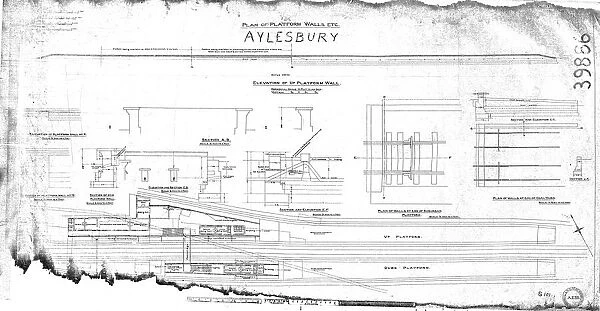 LNE Railway Great Central Section - Plan and Platforms Walls Etc - Aylesbury [1925]