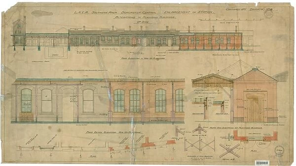 LNER Southern Area Doncaster Central - enlargment of station - alterations to platform buildings up side (received Sheffield 22  /  12  /  1937)
