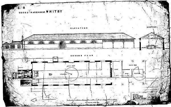 LNER - Whitby Goods Warehouse - As Existing (1911) Plan, Section & Elevation