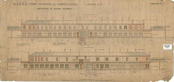 L&NWR Crewe Enlargement of Passenger Station - Elevations of Station Buildings [1904]