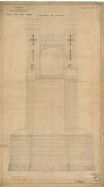 L&NWR Runcorn Branch - Bridge over River Mersey - Elevation of Abutment [1864]