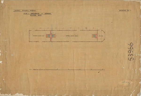 L&NWR Walsall Station - Plan of Gentlemands and General Waiting Rooms [1882]