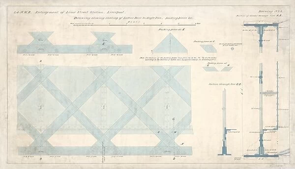 London and North Western Railway, Enlargement of Liverpool Lime Street, Drawing Shewing Riveting of Lattice Bars to Angle Iron [1867]